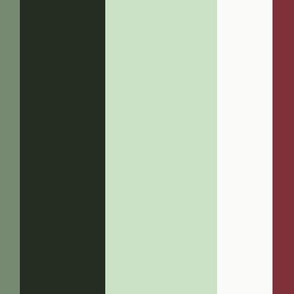 Dark Green Mint White Red Mauve Stripe (Large Scale)