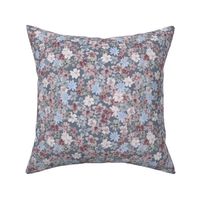 Ditsy Flowers Cracked Pepper Gray, Pink, Blue, White on Blue Gray Small