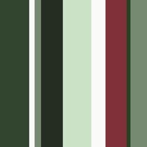 Dark Green Mint White Red Mauve Stripe (Small Scale)