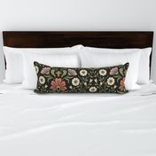 Welcoming vintage garden - arts and crafts style floral in elegant rust, purple, cream and sage green on charcoal - extra large