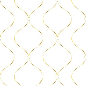 gold ribbons with gold circles arabesque on white background