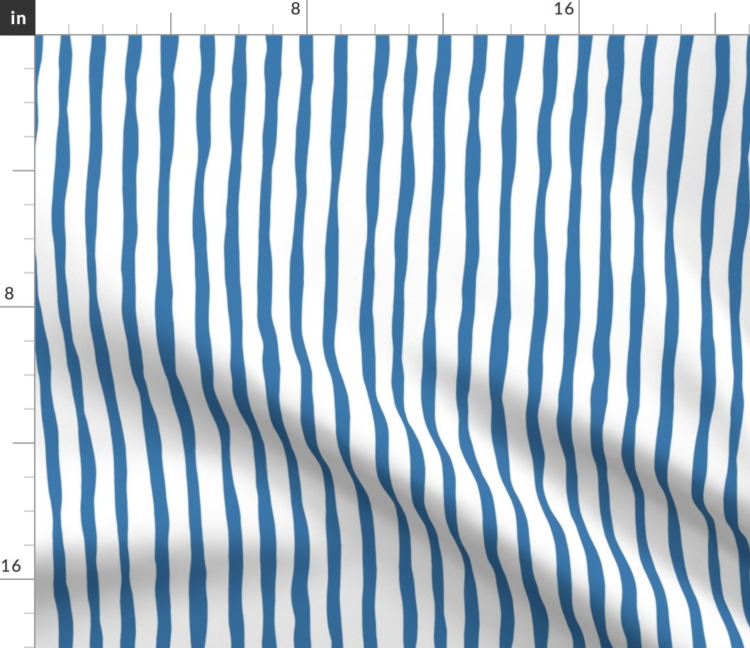 Irregular Stripes - Azure Blue & White
