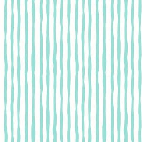Irregular Stripes - Light Turquoise & White