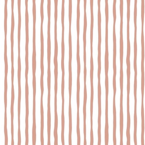 Irregular Stripes - Faded Coral Pink & White