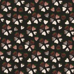 Chocolate Covered Strawberries Valentine's Day tossed pattern  (Small Scale) Black