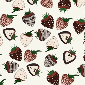 Chocolate Covered Strawberries Valentine's Day tossed pattern  (Large Scale) White