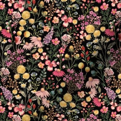 Whimsical Flower Garden Cottage - Dark floral - Micro Moody Floral