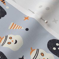 LARGE: Halloween Boo Word with Ghost Pumpkin on Baby blue