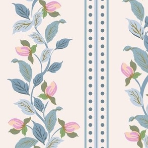 Rose Vine Libby Stripe Grandmillennial _Blue