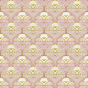 (S) Swan Love in the Moonlight // Ivory and Gold on Pink