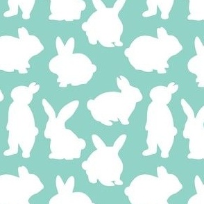 easter bunnies on blue