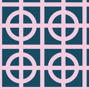 Breeze Blocks Circle Cross - Pink and Blue Geometric Square