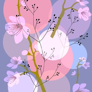  sakura blossom and bubbles - jumbo floral botanicals | warm sunset