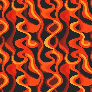 Blaze Swirl - Vibrant Flame Wave Fabric Design