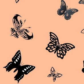Butterflies on a Peach Background
