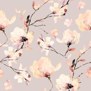 Soft magnolia flower / peach neutral / watercolor / home decor