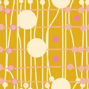 Retro Abstract Bold Minimalist Pink And Gold.