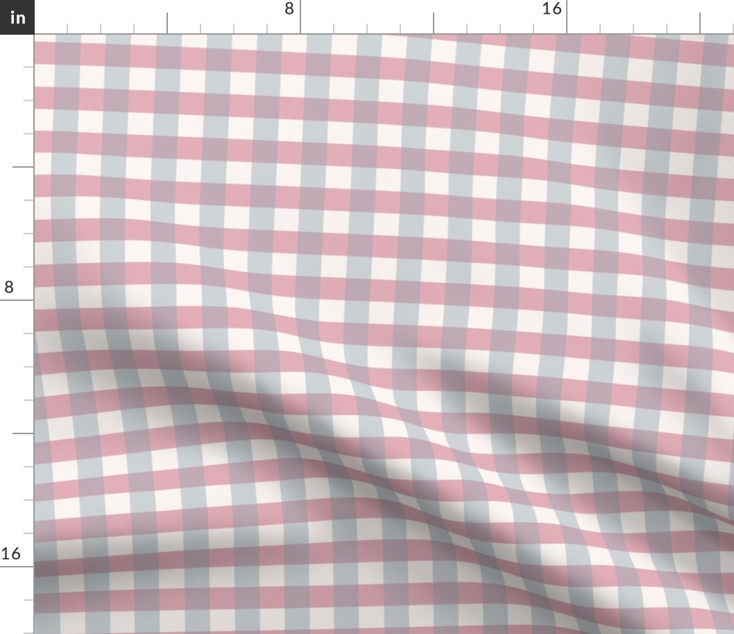 Spring gingham - dusty blue and pink