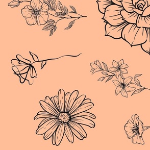 Floral Pattern on a Peach Background