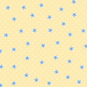 Baby Blue & Yellow - Flowers & Dots on Yellow