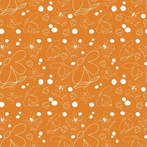 Retro Orange and White Floral Pattern