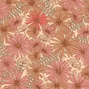 Jumbo // Autumn Wildflower daisies in Dusty Pink + Beige