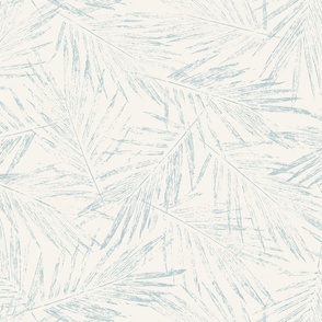 Coastal Palm Leaves - Sea Foam Blue on Off White