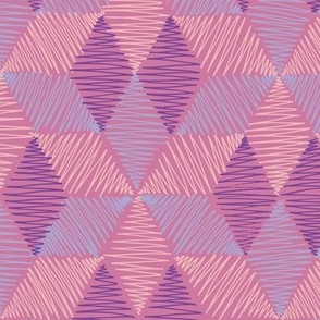  (Medium) Summer-coloured squares “Scribbled diamond cubes” in purples, pink, lilac and cream