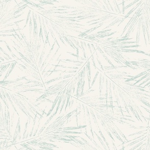 Coastal Palm Leaves - Sea Glass Green on Off White
