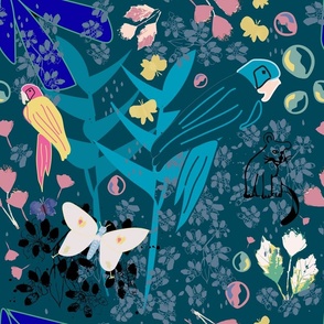 Forest Biome Wallpaper- Bold Maximalist Tropical Whimsy.