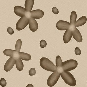 Watery Flower Dot - Brown on Cream 2