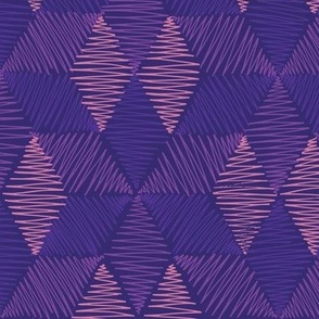(Medium) Retro diamond design “Scribbled diamond cubes” in dark purples and pinks