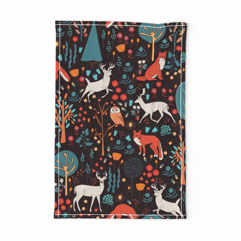 Woodland Animals in a Beautiful  Forest    2401221101 -Black, teal