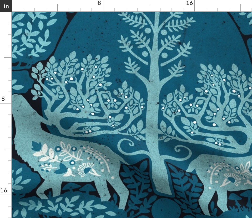 (large) scandinavian forest deer wallpaper cyan