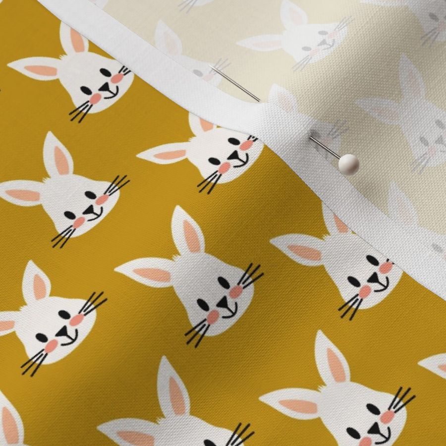 mini micro cute easter bunnies in eggshell off white on gold