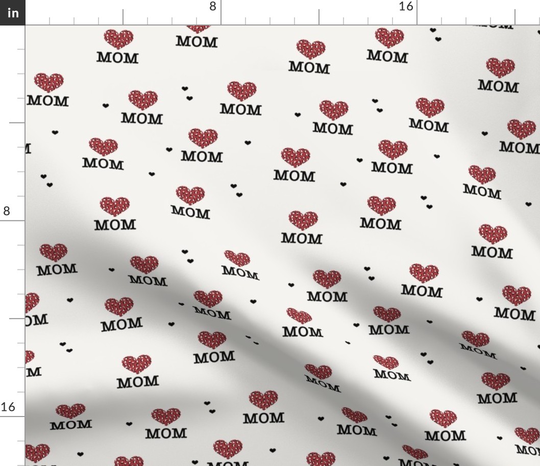 I heart mom - leopard filled hearts for mother's day red black on ivory 