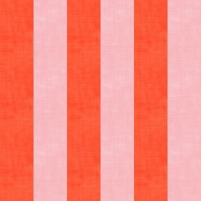 Bold Stripes in Orange Red and Blush Pink Textured Bright Medium