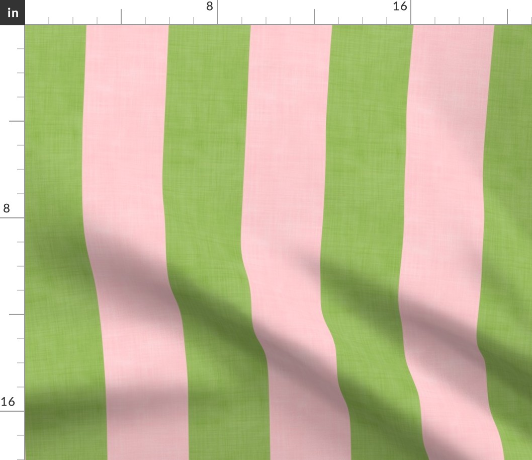 Medium Vertical Stripes in Preppy Pink and Green Textured