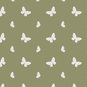 Enchanted Forest Olive Green Butterflies