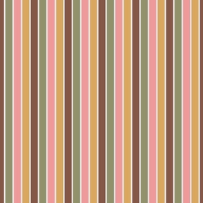 Enchanted Forest Stripes Brown Green Pink Yellow