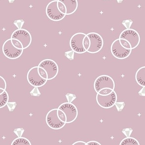 Bride & Groom rings design - wedding theme on vintage pink
