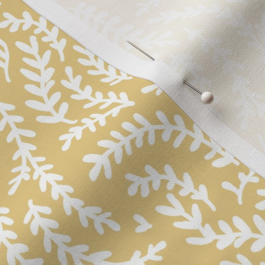 [small] Tossed Leafy Branches - Goldfinch Yellow Twigs - Monotone Coordinate