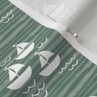 Bigger Sailing Away White and Soft Pine Green