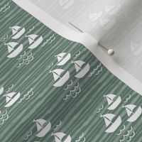 Smaller Sailing Away White and Soft Pine Green