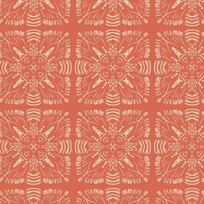 Moroccan Frills Tile - Coral and Khaki - LARGE SCALE