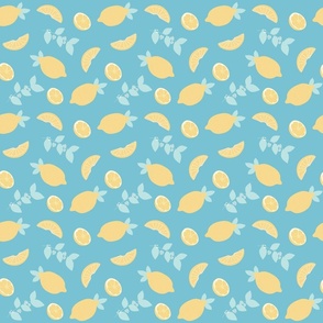 lemon, lemonade, citrus, summer, yellow, blue (small size)
