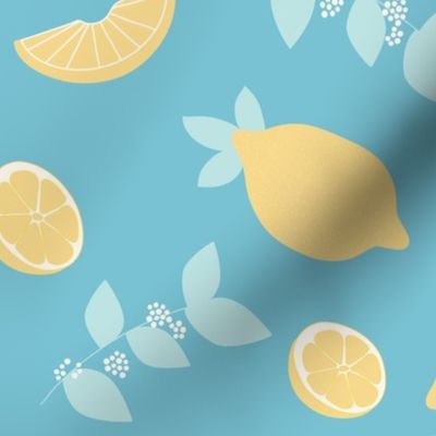 lemon, lemonade, citrus, summer, yellow, blue (medium size)