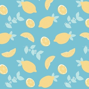 lemon, lemonade, citrus, summer, yellow, blue (medium size)