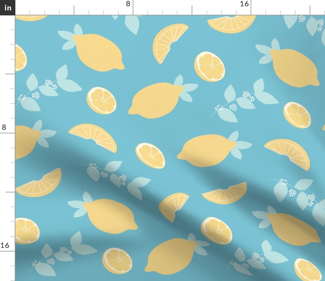 lemon, lemonade, citrus, summer, yellow, blue (medium size)