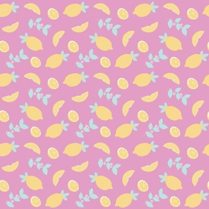 lemon, lemonade, citrus, summer, yellow, purple pink (small size)